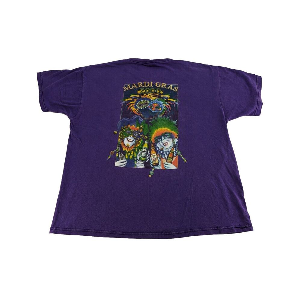 Vtg 2000 Mardis‎ Gras Graphic T Shirt Size XL Purple Heineken Amstel Light